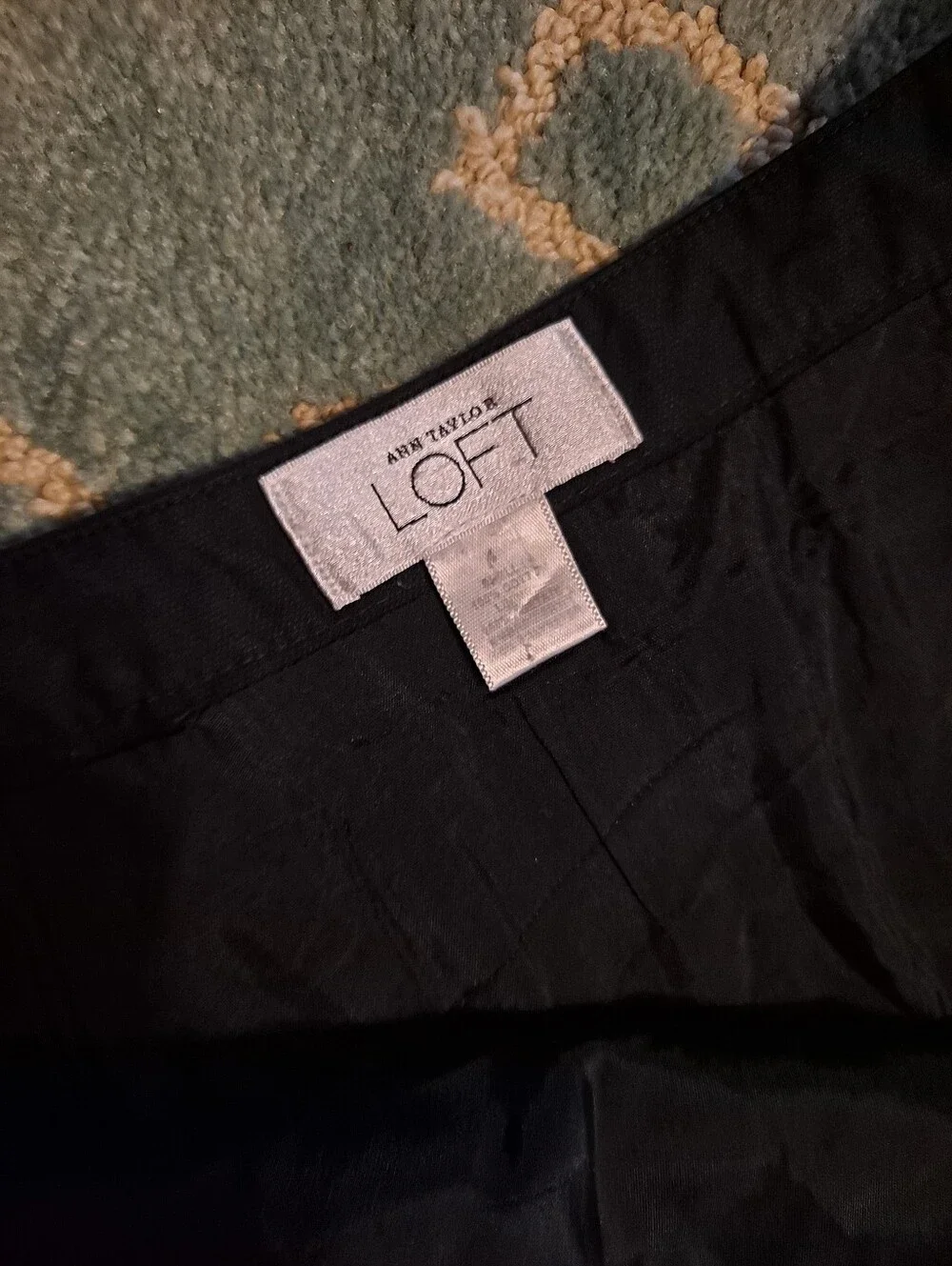 Ann Taylor Cotton Classic Navy Embroidered A-Line Skirt